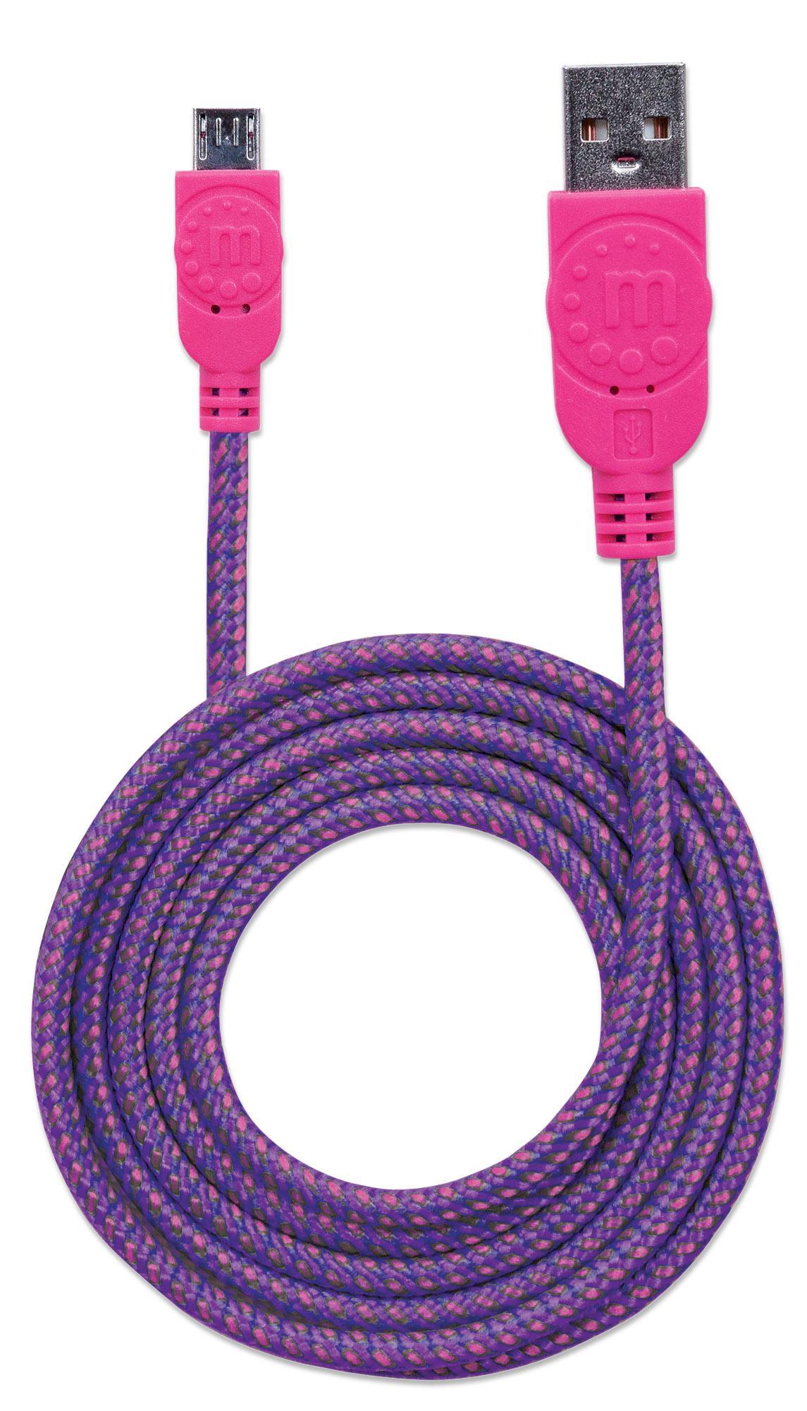 cavo micro usb guaina intrecciata usbmicrousb 1 8m violafucsia