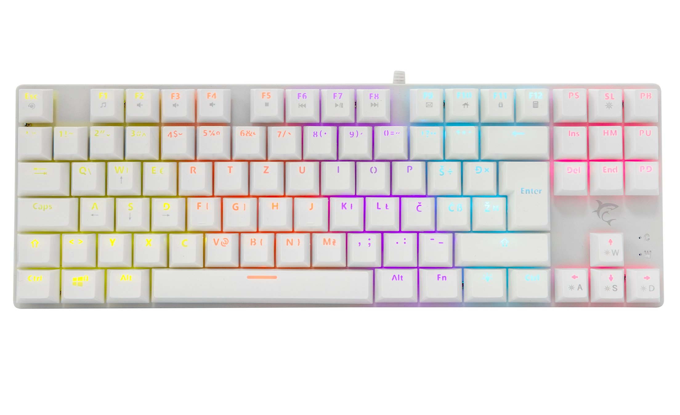 tastiera gaming meccanica usb anti ghosting rgb led 87 tasti bianco commandos