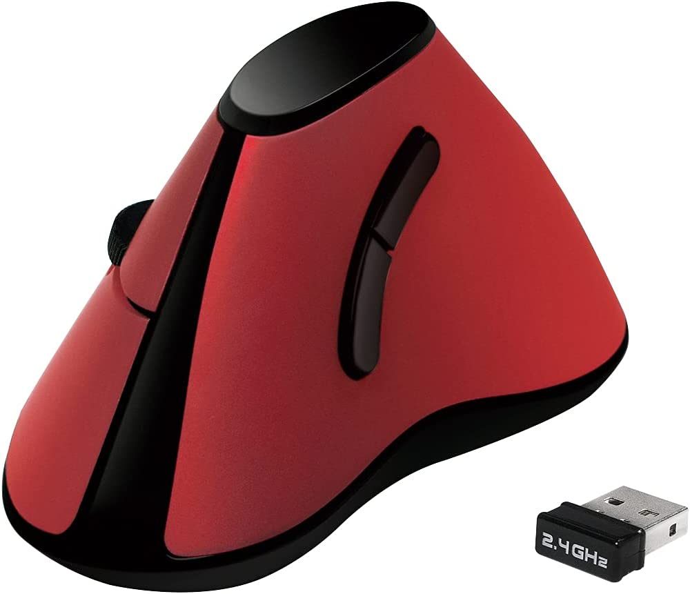 mouse verticale ottico ergonomico wireless 1200dpi rosso