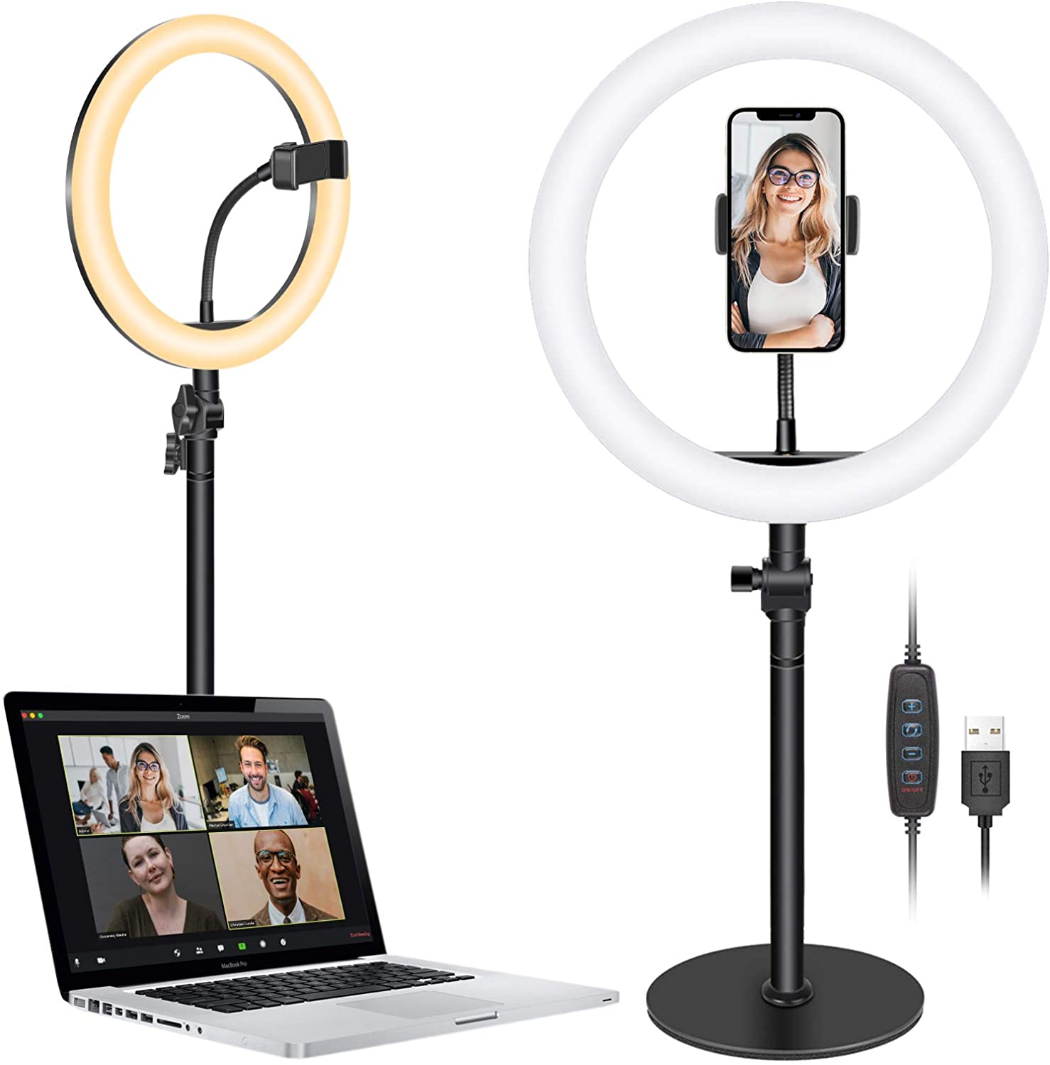 luce led anello 25cm regolazione luminosità stand smartphone