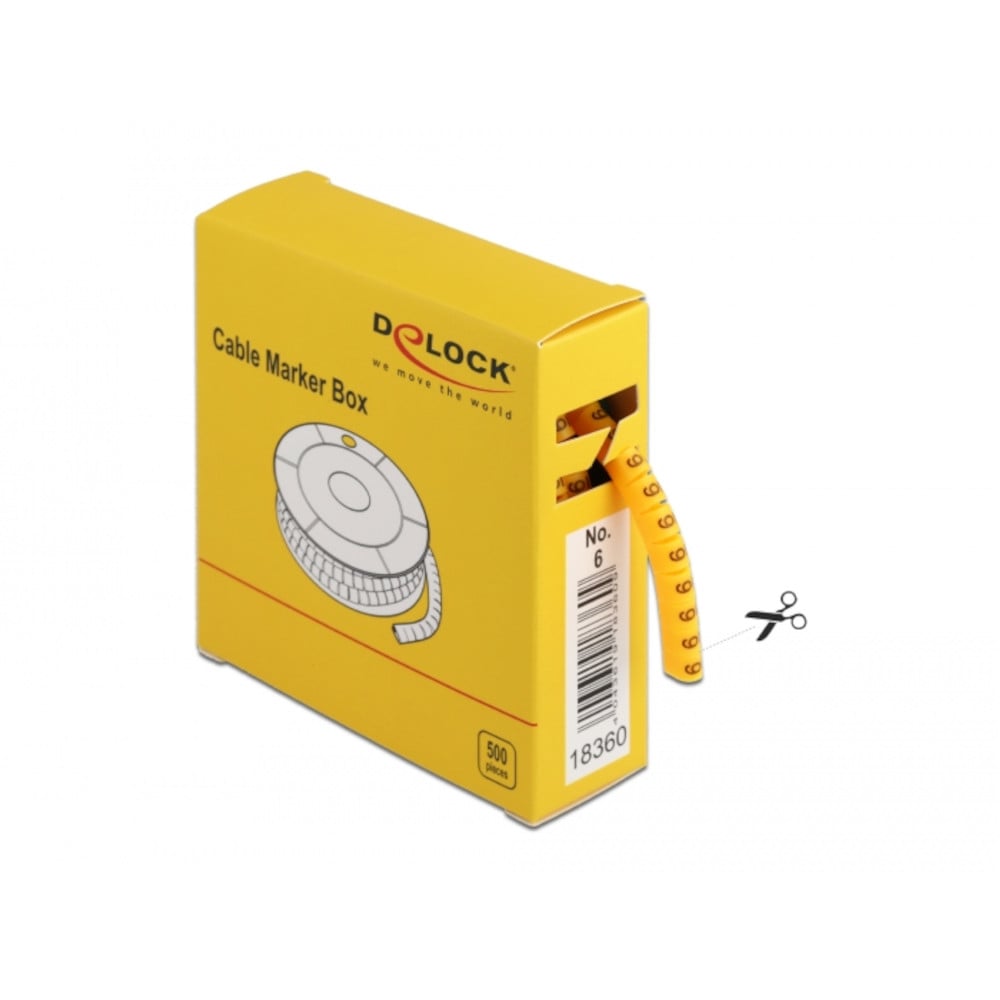 scatola segnacavo giallo 500 pezzi numero 6