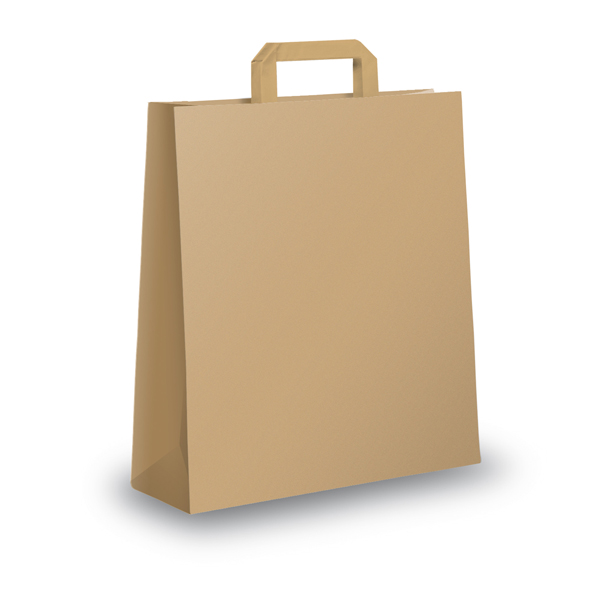 Shopper - maniglie piattina - 26 x 11 x 34,5 cm - carta kraft - avana - Mainetti Bags - conf. 25 pezzi