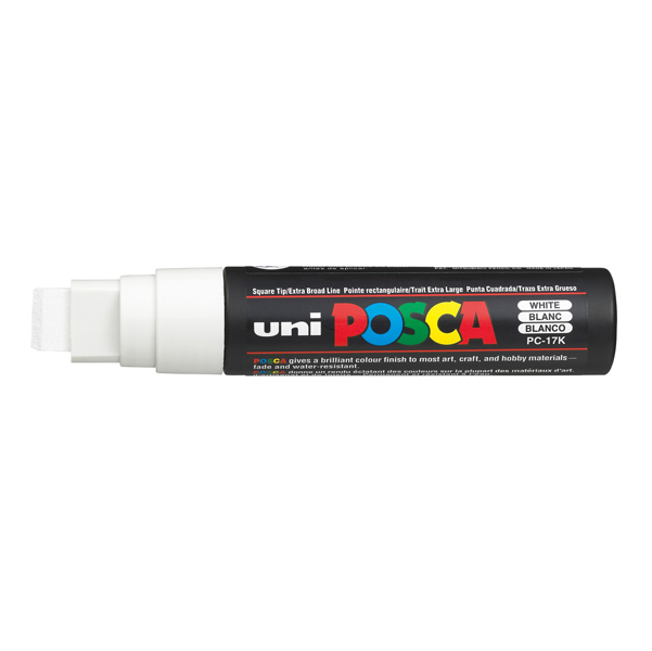 Marcatore a base d acqua Uni Posca PC17K - punta extra large a scalpello 15,0mm  - bianco - Uni Mitsubishi