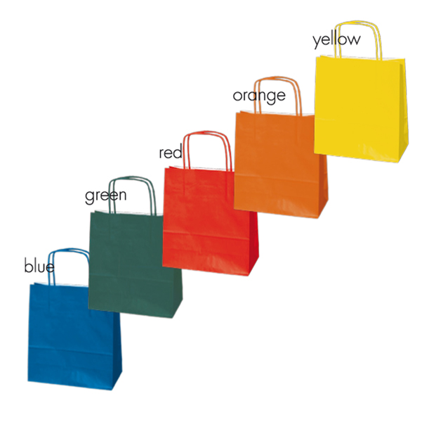 Shopper Twisted - maniglie cordino - 18 x 8 x 24 cm - carta biokraft - colori assortiti - Mainetti Bags - conf. 25 pezzi